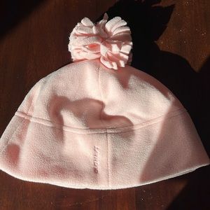Old Navy pink fleece hat with pom-pom on top one size fit tall